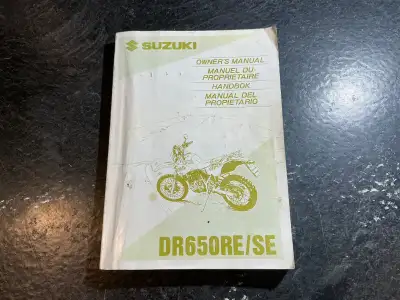 1995 Suzuki DR650RE/SE Motorcycle Owner's Manual Suzuki Part Number 99011-12E61-028 June 1994 This S...
