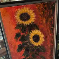 Sunflowers bright and colourful oil painting