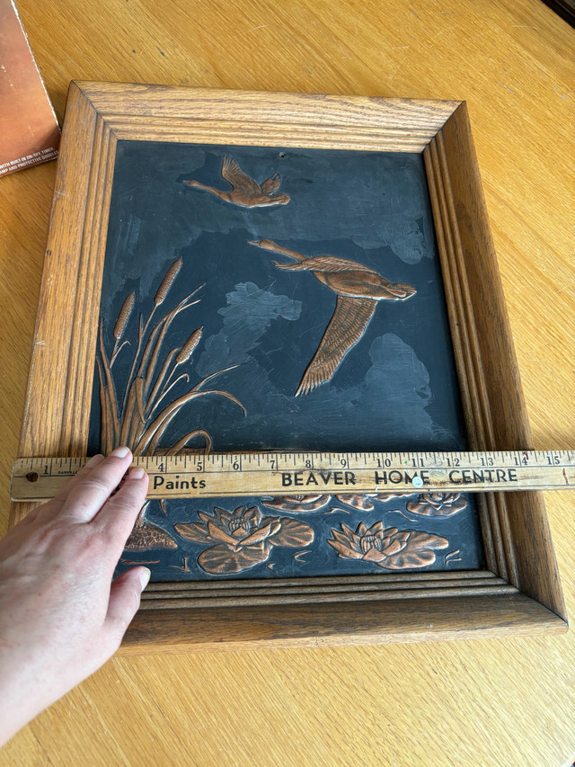 Vintage 3D Copper Relief Geese Flying Framed Picture in Arts & Collectibles in Kitchener / Waterloo - Image 4