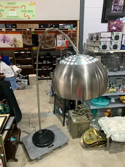 Large Silver Floor lamp with Marble effect Base, View more