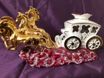 Horse drawn carriage figurine, View more