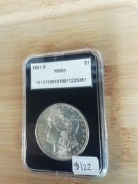 1881-S USA    Silver     (90%) Dollar MS-63 coin