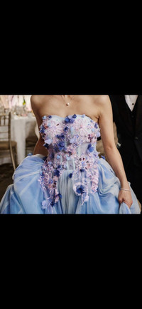 Wedding blue beautiful bride dress gown fairy flower elegant 