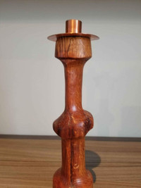Wood and copper candle holder