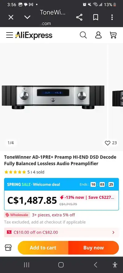 This ToneWinner AD-1PRE+ preamp is a high-end DSD decode fully balanced lossless audio preamplifier...