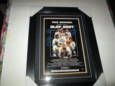 Hanson Brothers Signed Slap Shot Framed Movie Poster Frameworth, View more
