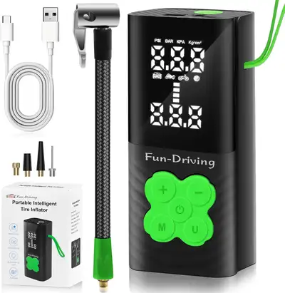 Portable Air Compressor Tire Inflator Air Pump 150PSI 1600mah, View more
