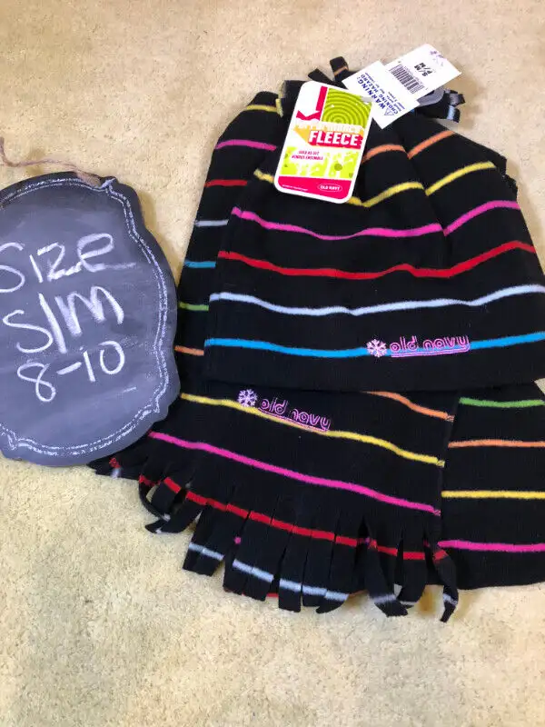 Brand new girls Hat and Scarf Set Black Multicolored - NWT 8/1062863262530947124