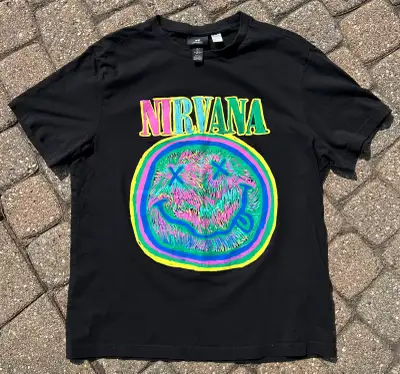 Like New Nirvana Smiley Face Neon T Shirt Men Sz L, View more