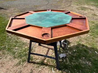 Poker Table $50 obo 4ft across 8 players spots No Legs, goes on top of existing table and can be put...
