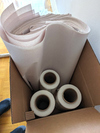 Moving supplies - Shrink wrap film and white newsprint paper