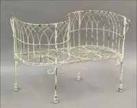 Fabulous Pair of Wrought Iron French "Kissing Benches"
