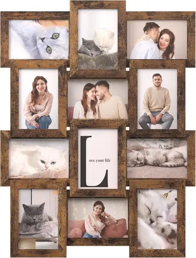 ️ SONGMICS 12-Opening Collage Photo Frame – Rustic Brown Showcase your favorite memories in one stun...