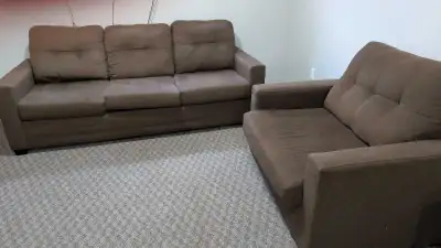 2 brown sofas/couch, View more