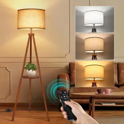 OUTON Tripod Floor Lamp with Shelves, View more
