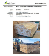 Limited Quantities 4x4-8' Knotty Western Red Cedar Timbers
