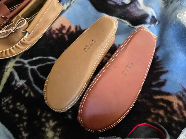 New leather moccasins slippers Mens 9 canada in Men's Shoes in Edmonton - Image 3