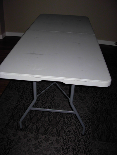 Portable folding table with handle, View more