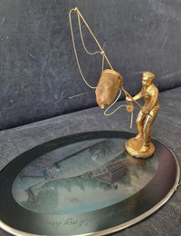 Gold Plated Fly Fishing Figure 5 inches high