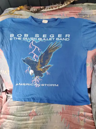 Vintage 1986 Bob Seger Silver Bullet Band American Storm Tour Shirt Size Medium. From Toronto Maple...