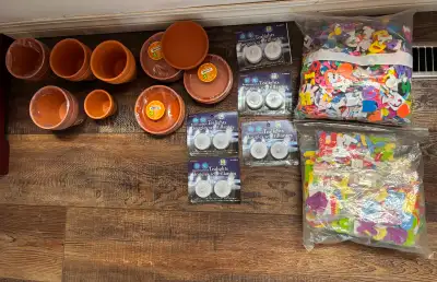 All items are new and selling all together for $10. -8 quantity of 3 7/8 inch clay pots (4 from Doll...