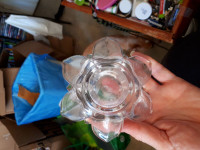 Clear glass flower tealight  holder  for sale