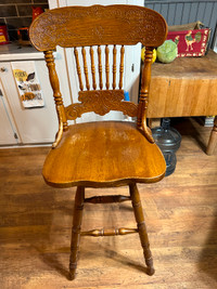 Bar Height, 360 swivel Wooden Chair