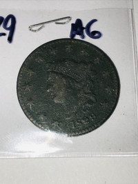 Rare 1829 Decent Grade Cent Coin Penny Corroded