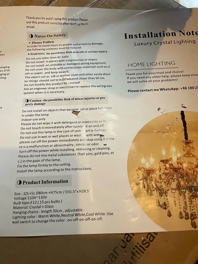 LED Modern Chandelier Lamp, Crystal Chandeliers in Indoor Lighting & Fans in Cambridge - Image 4