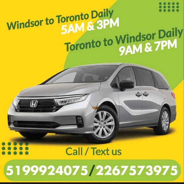 ☎ Windsor ➔ Toronto/ Brampton ✈ DAILY @ 5AM - 2PM - 5PM / WIFI in Rideshare in Windsor Region