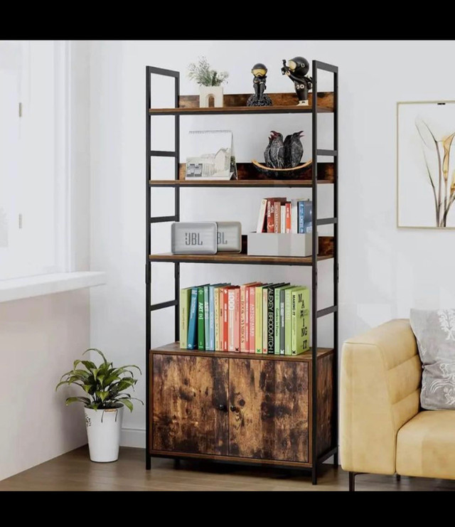 Modern Bookshelf 3 Tier Free Standing Wood Look Ladder Shelf Sto in Bookcases & Shelving Units in Hamilton - Image 2