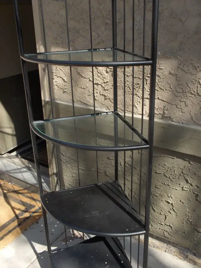 Metal and Glass Shelves Corner Plant Stand63235040627585124