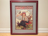 Home Decor Wall Art Alphonse Mucha Framed Original Czech Print