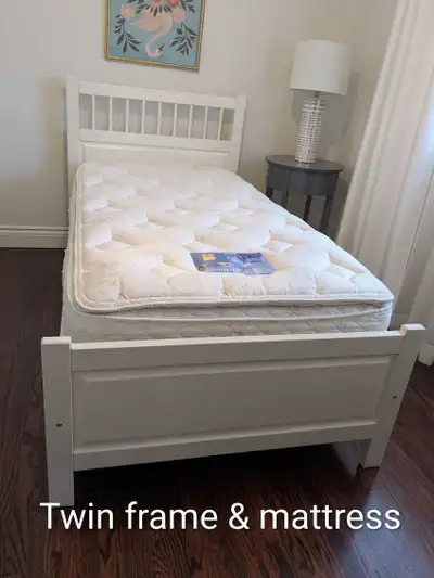 Twin bed frame and mattress , View more