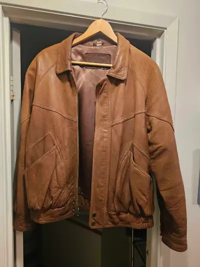 Vintage late 80s ADA brown leather bomber jacket mens medium, View more