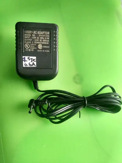 Transfo mural Prim. 120VAC 60Hz 9,5W; Sec. 4,5VDC 0.6A DPX411409, View more