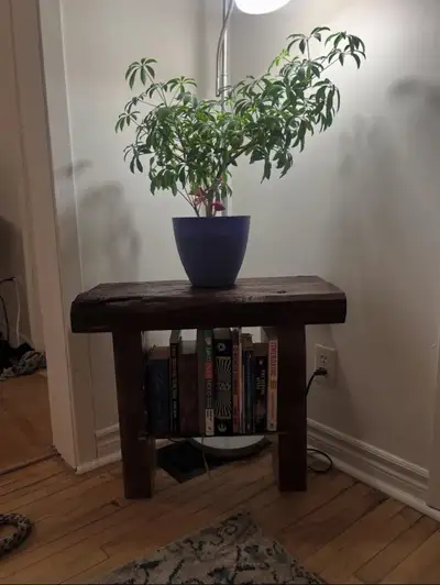 Handmade Rustic Solid Wood Entry Table / Bookshelf One of a kind, View more