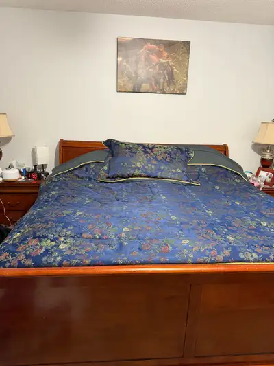 king bed and night table and two lights, View more