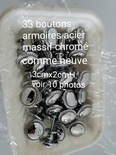 Boutons armoires 33 acier chromé comme neuve voir 10 photos, View more