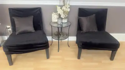 $60 each. They are called big bum chairs. Soft suede like material and also come with black chair co...