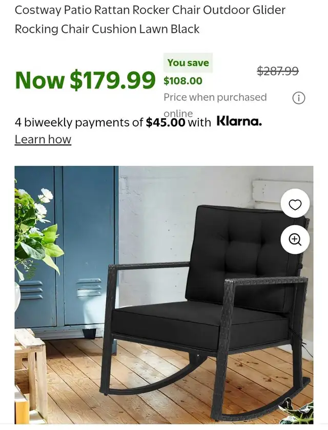 Costway Patio Rattan Rocker Chair in Patio & Garden Furniture in Markham / York Region - Image 5