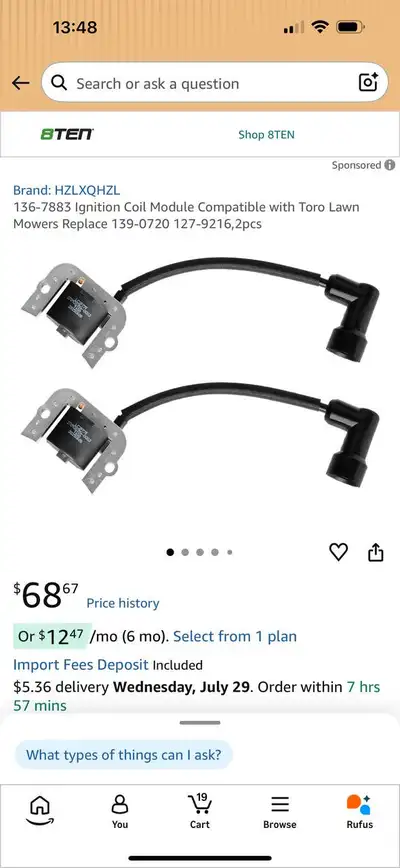 HZLXQHZL Ignition Coil Module Se (2 PCS) – Toro / Titan / Exmark, View more