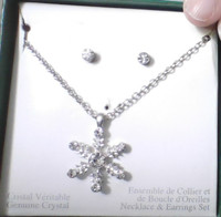 Genuine Crystal Snowflake Necklace and earring set.