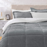 Amazon Basics Ultra-Soft Micromink Sherpa Comforter Bed Set - C