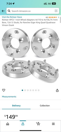 Wheel spacers adapters 4x110 4x156 quad Rincon rancher