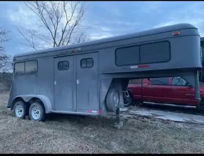Two horse Gooseneck. It is an older model but she hauls great.
