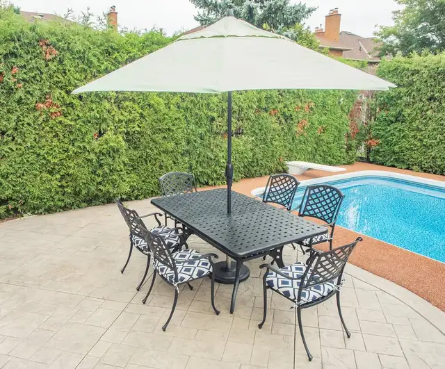 Outdoor Patio Furniture Cast Aluminum Extending Dining Table in Patio & Garden Furniture in Oakville / Halton Region - Image 4