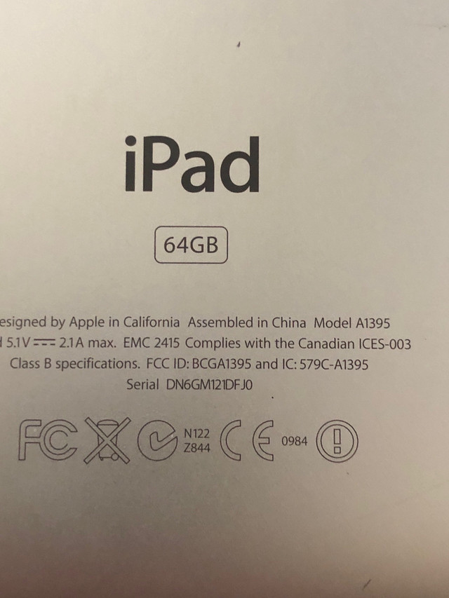 Apple iPad 2 (A1395), 64gb Tablet  in iPads & Tablets in Mississauga / Peel Region - Image 4