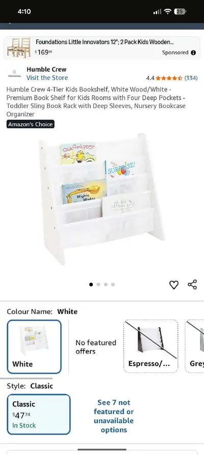kids book shelf with deep sleeves, View more