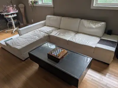 FREE White Leather Sectional Couch - Pick up by Sunday, View more